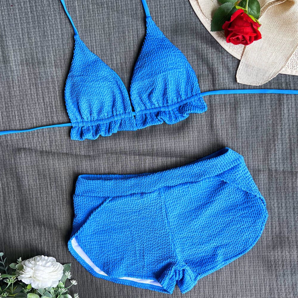 Ribbed Athletic Boyshort Brazilian Bikini Swimsuit - On sale