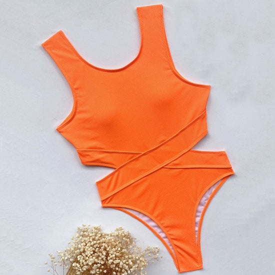 Women Cutout Scoop Neck One Piece Bathing Suit
