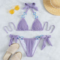 Ribbed Sliding Triangle Halter Bikini Swimsuits - 498 / S On sale