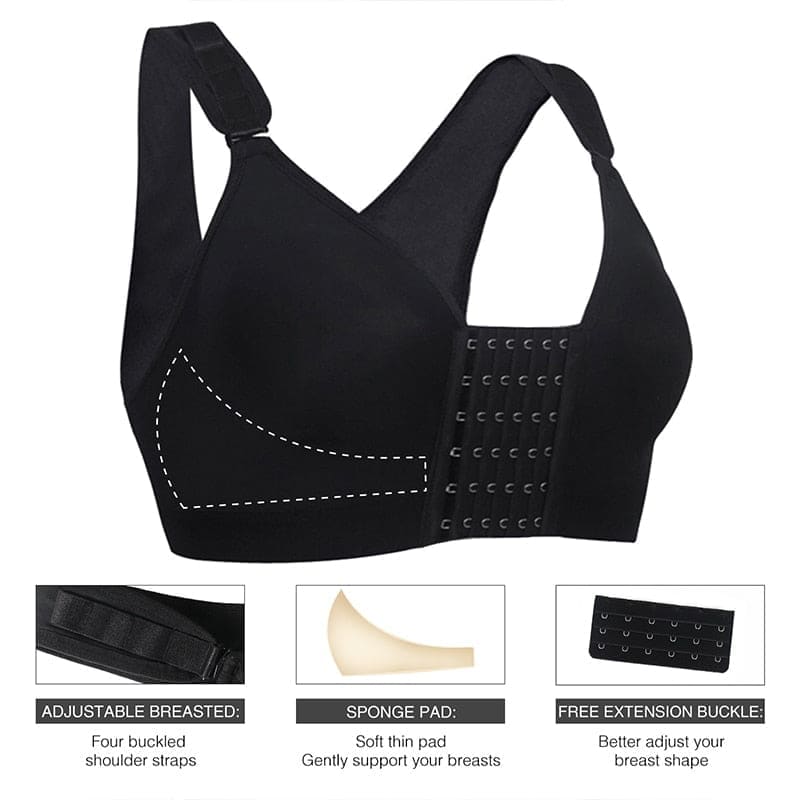 Seamless Push Up Bra Front Closure Adjustable Sports - On sale