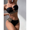 Sexy Flash Belt Strapless Bikini Bandeau Swimwear - Black / S On sale