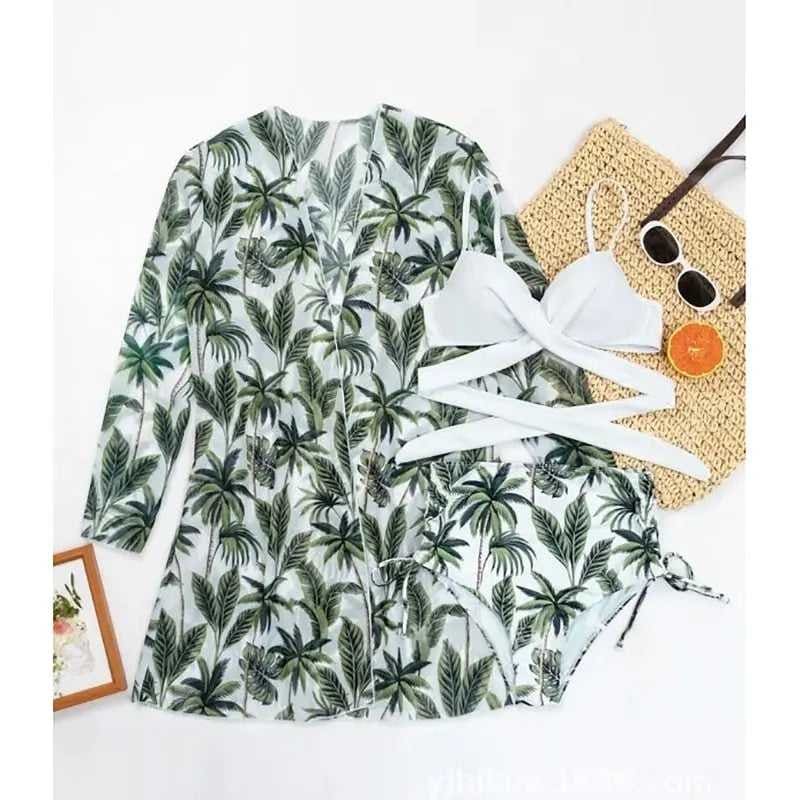 Sexy Floral High Waist Three Pieces Bikini Sets - On sale