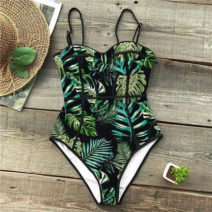 Sexy Monokini Floral Print Ruffle Swimming Suit - On sale