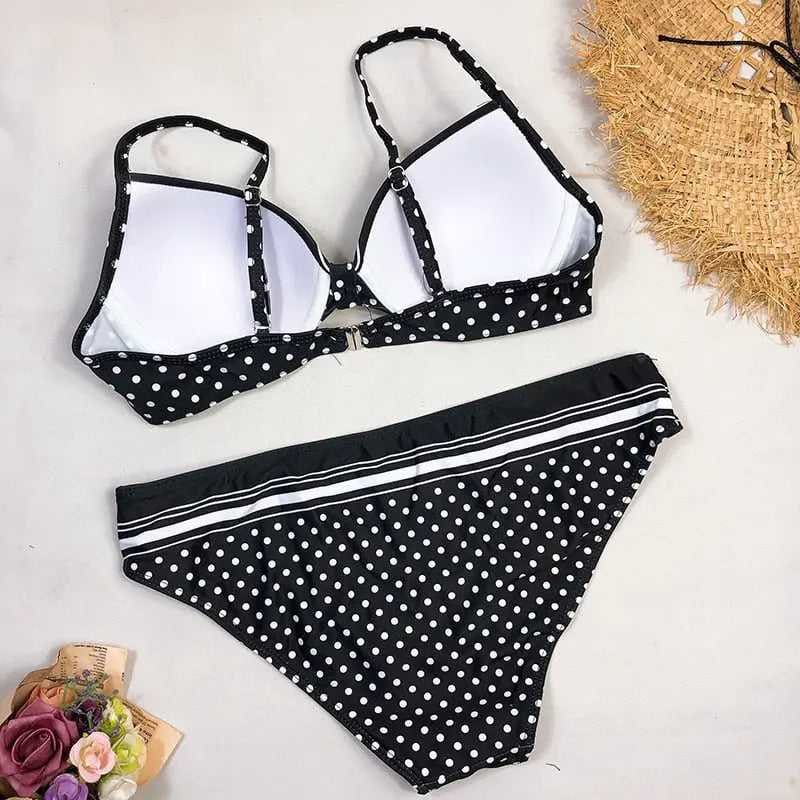 Sexy Polka Dot Padded Push-up Bikini Sets - On sale