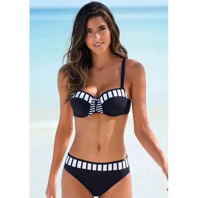Sexy Polka Dot Padded Push-up Bikini Sets - black-1 / S On sale