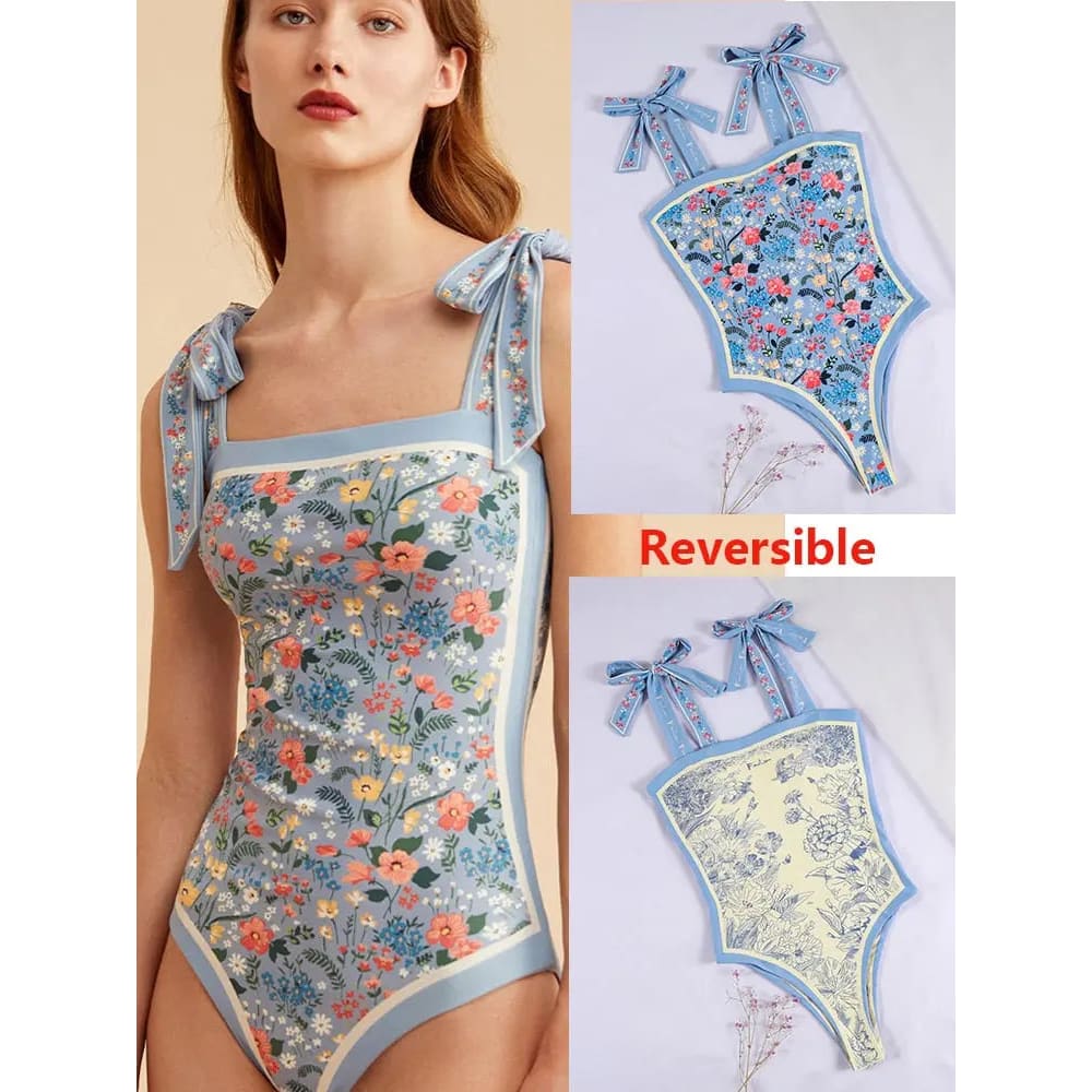 Sexy reversible Swimwear High Cut One Piece Swimsuit - bu1 / S / China On sale