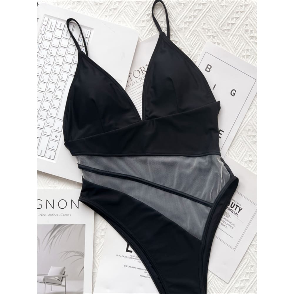 Sexy Sheer Mesh High Leg Brazilian One Piece Swimsuits - On sale