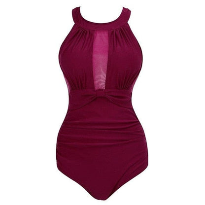 Sexy Slimming Mesh Patchwork One Piece Swimsuits Plus Size - 96463 / M On sale