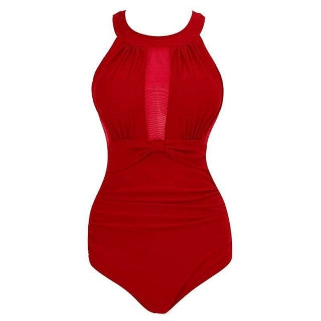 Sexy Slimming Mesh Patchwork One Piece Swimsuits Plus Size - 96465 / M On sale