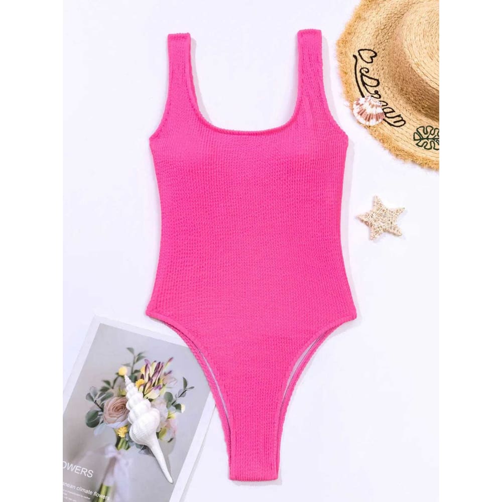 Sexy Solid Push Up Thong One Piece Swimsuit - On sale