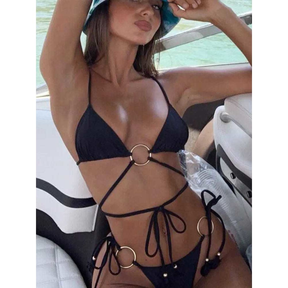 Sexy Triangle Adjust Hollow Out Double-Sided Bikini Swimsuit - 3903 / S On sale