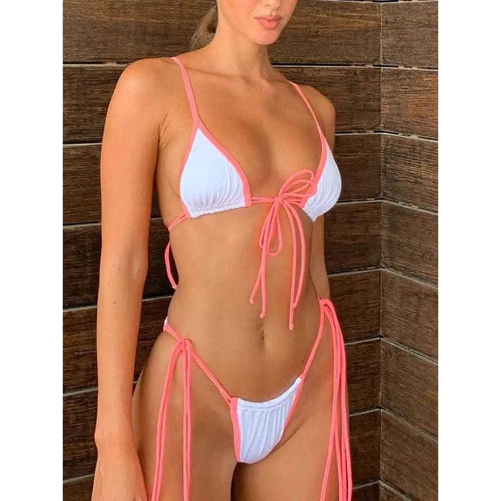 Sexy Triangle Adjust Hollow Out Double-Sided Bikini Swimsuit - 93901 / S On sale