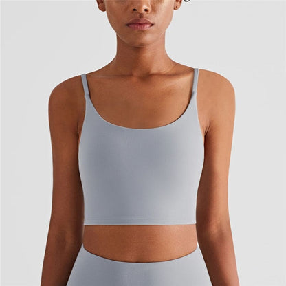 Sexy U Neck Womens Yoga Tops Sports Bra - Rhino Grey / One Size / S On sale