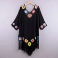 Sexy White Bikini Cover Up Hollow Tunic Beach Dress - Black / One Size On sale