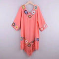 Sexy White Bikini Cover Up Hollow Tunic Beach Dress - Watermelon Red / One Size On sale
