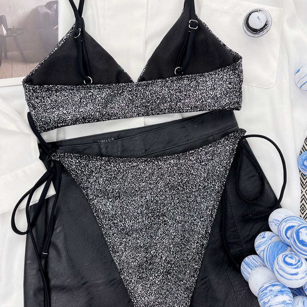 Shimmering O Ring Tie Side Bralette Brazilian Bikini - On sale