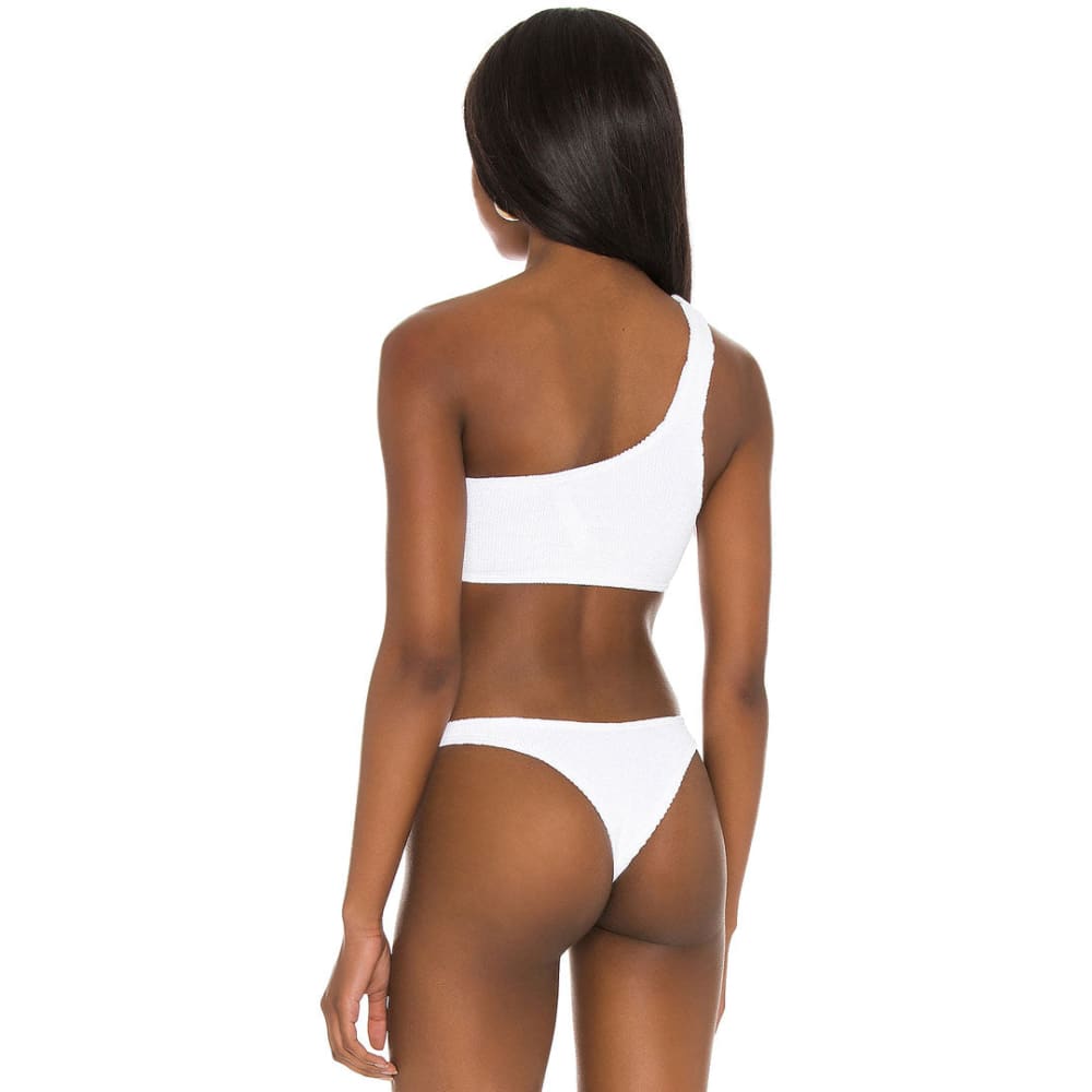 Smocked One Shoulder Brazilian Bikini Swimsuit - On sale