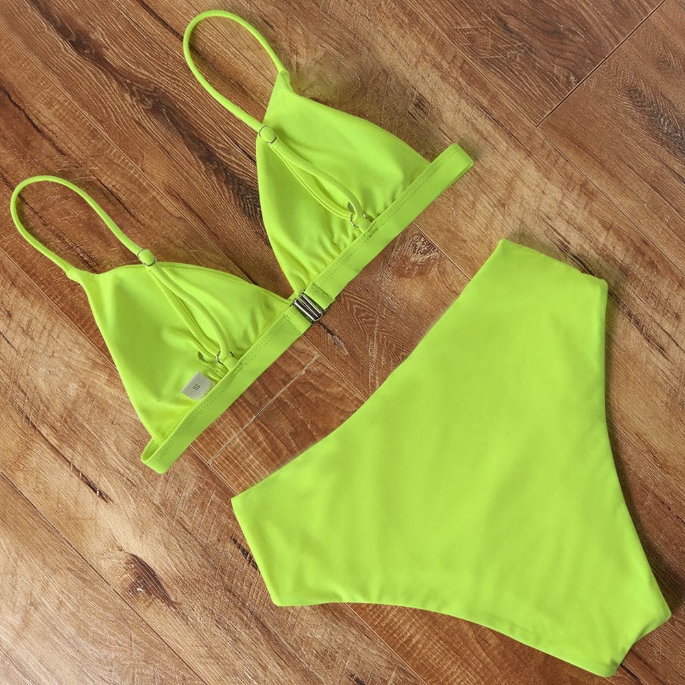 Snake High Waisted Triangle Cheeky Bikini Swimsuits - On sale