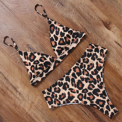 Snake High Waisted Triangle Cheeky Bikini Swimsuits - B3091BLP / S On sale