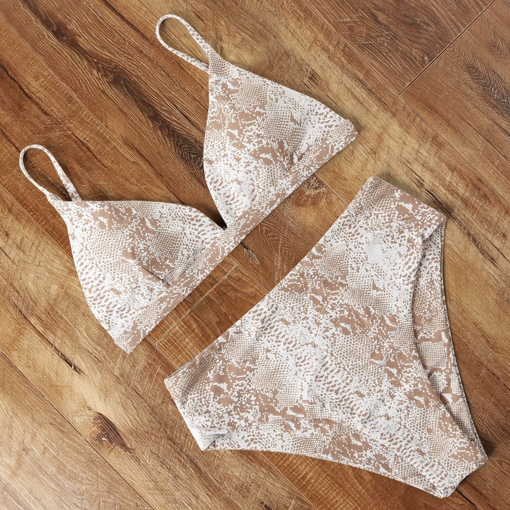 Snake High Waisted Triangle Cheeky Bikini Swimsuits - B3091KSP / S On sale