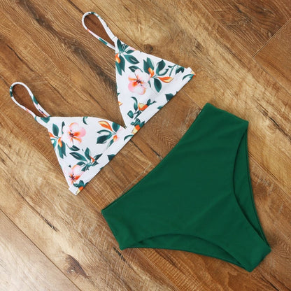 Snake High Waisted Triangle Cheeky Bikini Swimsuits - B3392WG / S On sale