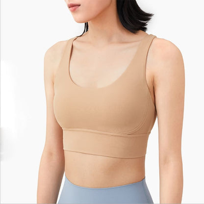 Solid Breathable Womens Yoga Tops Sexy Sports Bra - beech wood / S / One Size On sale