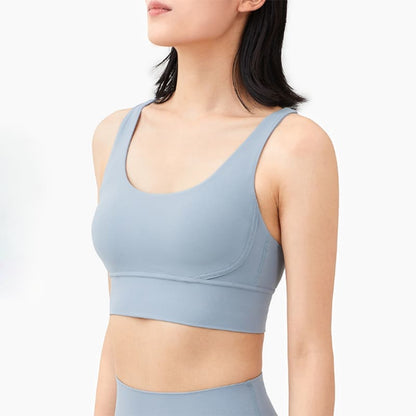 Solid Breathable Womens Yoga Tops Sexy Sports Bra - chambray / S / One Size On sale