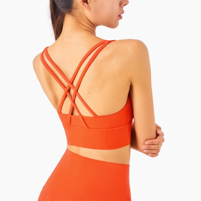 Solid Breathable Womens Yoga Tops Sexy Sports Bra - Hermes orange / S / One Size On sale