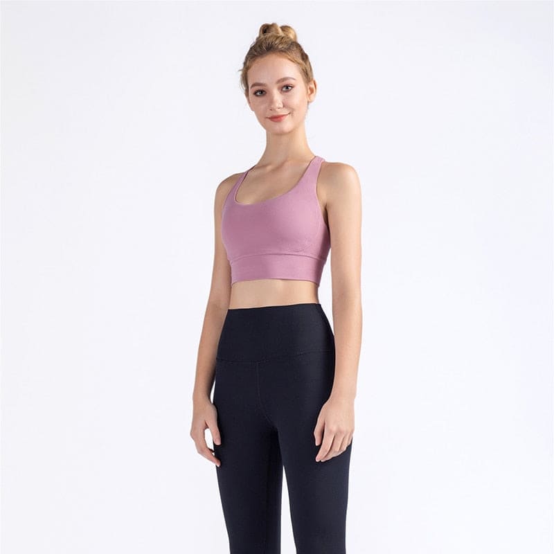 Solid Breathable Womens Yoga Tops Sexy Sports Bra - Lavender / S / One Size On sale