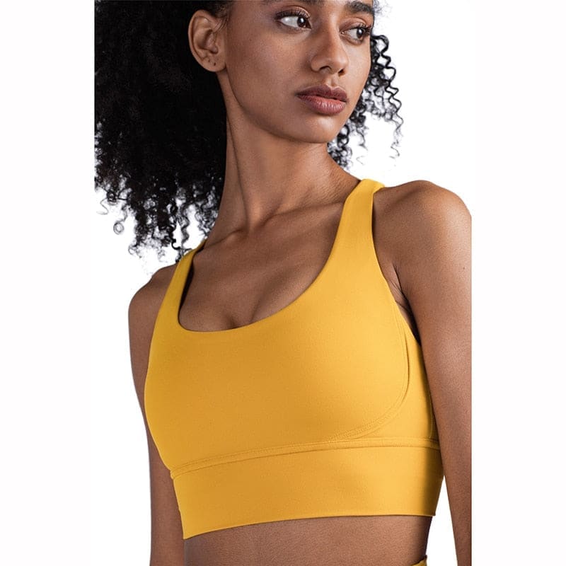 Solid Breathable Womens Yoga Tops Sexy Sports Bra - Yellow / S / One Size On sale