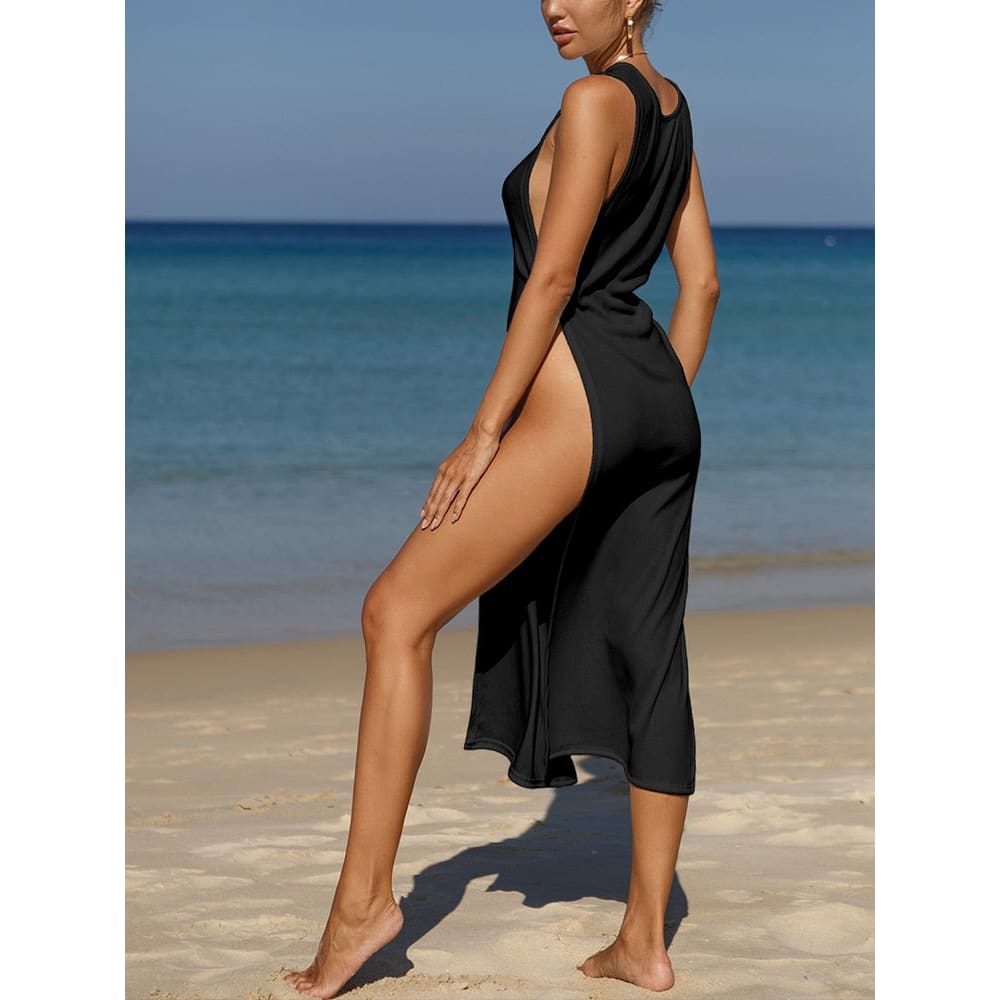 Solid Cover-ups Kimono Tunic Long Pareos Swimsuits - On sale