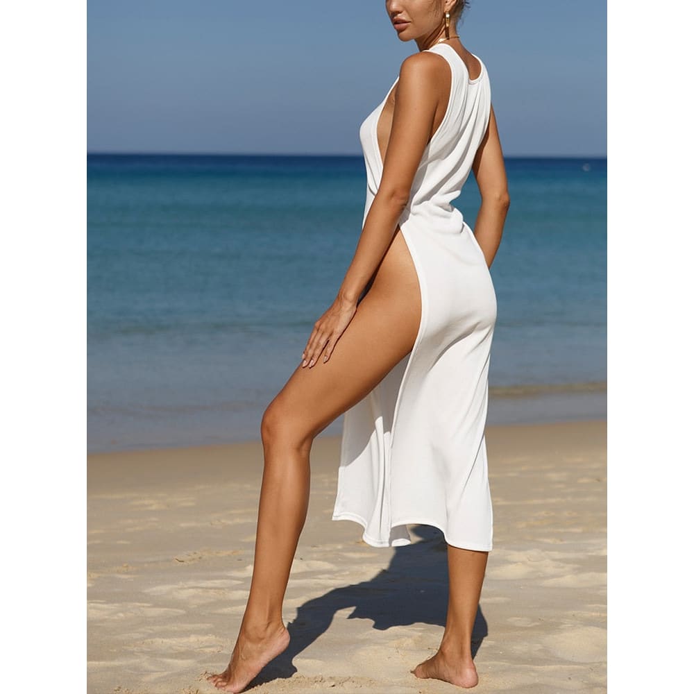 Solid Cover-ups Kimono Tunic Long Pareos Swimsuits - On sale