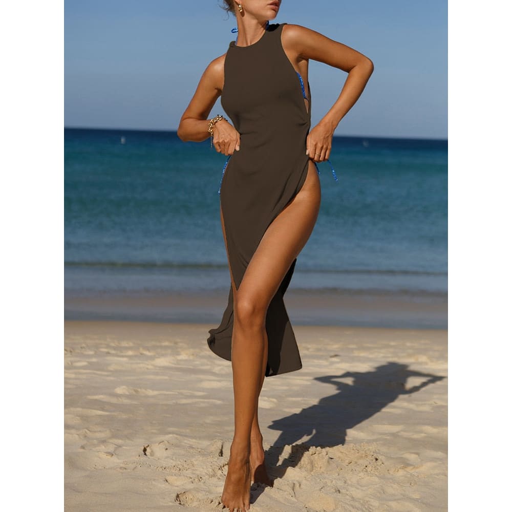 Solid Cover-ups Kimono Tunic Long Pareos Swimsuits - X22DR11442-4 / S On sale