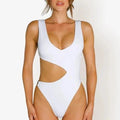 Solid Cutout Metallic Ring V neck One Piece Swimsuit - X20SW2971-2 / S On sale