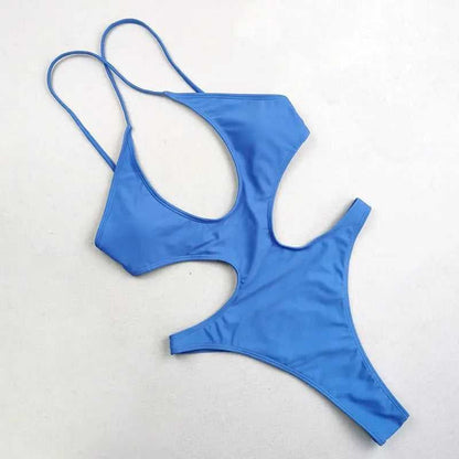 Solid Hollow Out One Piece Thong Monokini - 07 / XS On sale