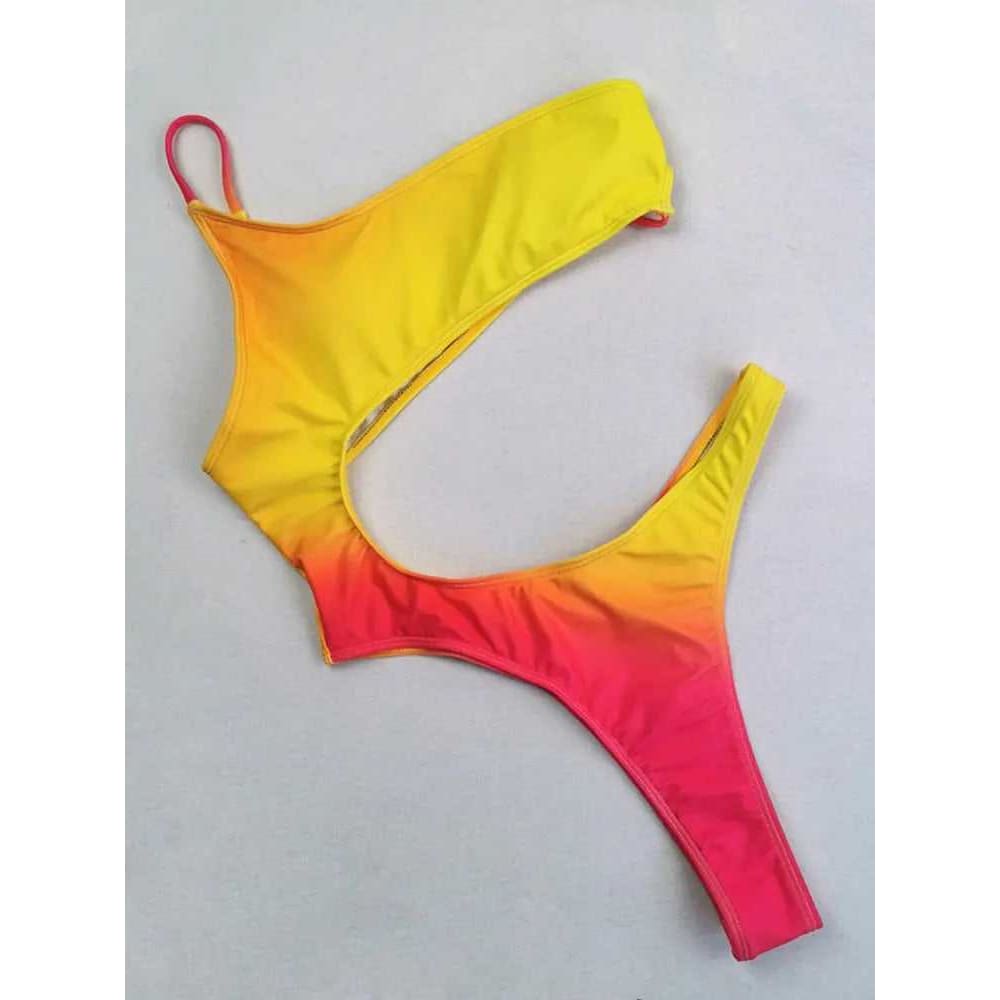 Solid Hollow Out One Piece Thong Monokini - On sale