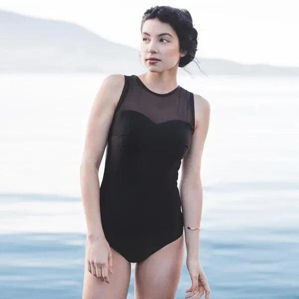 Solid Mesh Strappy Back Scoop Neck One Piece Swimsuit - On sale