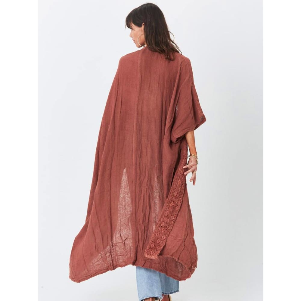 Solid Womens Kimono Dress Beach Midi Cover Up - On sale
