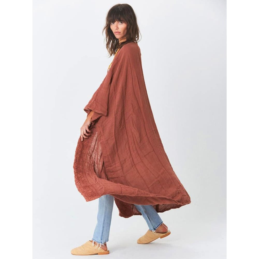 Solid Womens Kimono Dress Beach Midi Cover Up - On sale