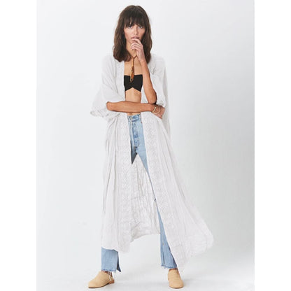 Solid Womens Kimono Dress Beach Midi Cover Up - White kimono / One Size On sale