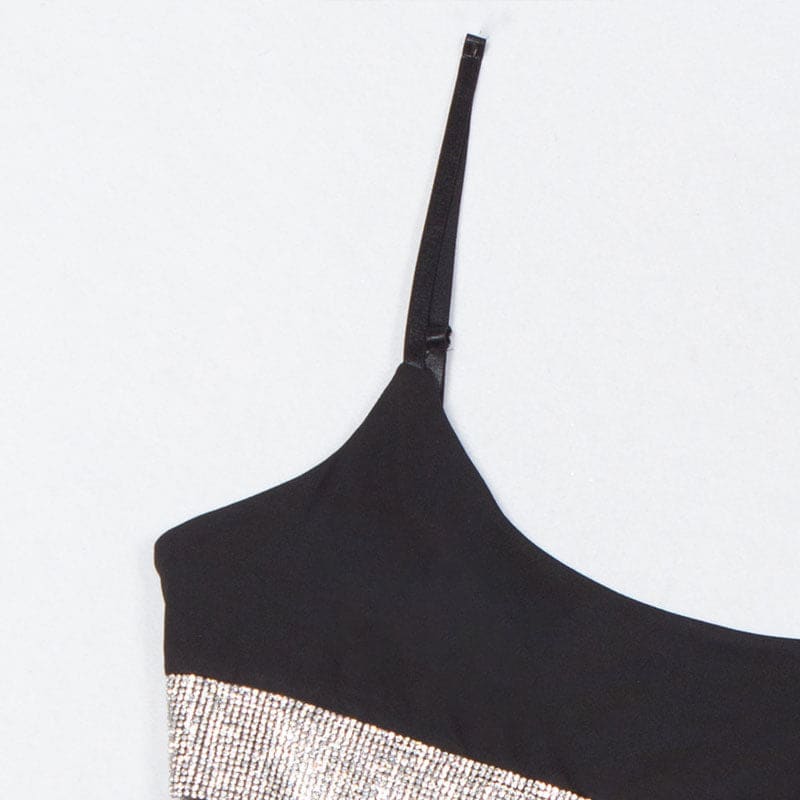 Sparkly Crystal Scoop Neck Bralette Brazilian Bikini - On sale