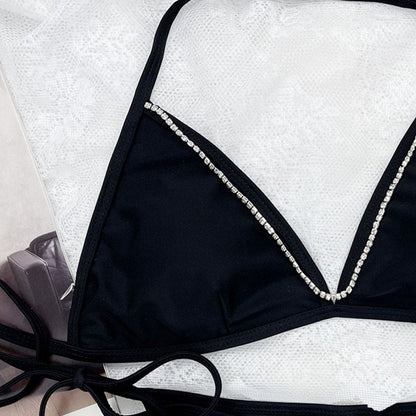 Sparkly Rhinestone Halter Triangle Brazilian Bikini - On sale