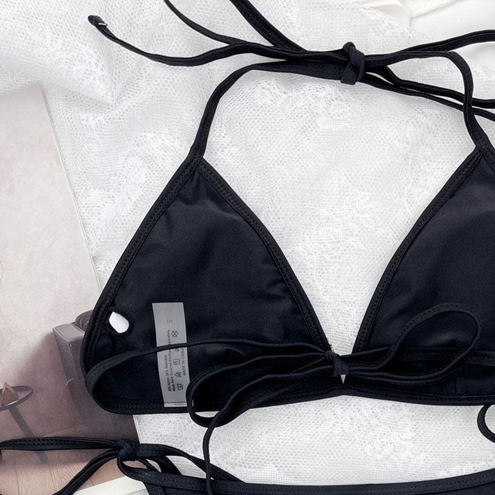 Sparkly Rhinestone Halter Triangle Brazilian Bikini - On sale