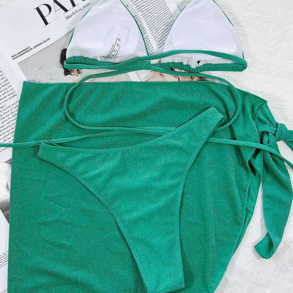 Sparkly Sarong Slide Triangle Sunnybikinis Swimsuit - On sale