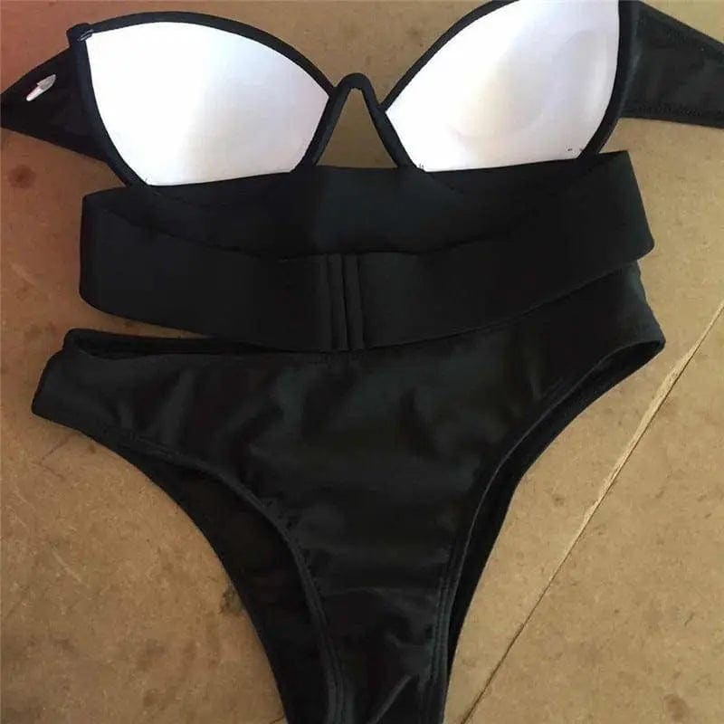 Strapless Push Up Underwire Bandeau Low Rise Bikini - On sale