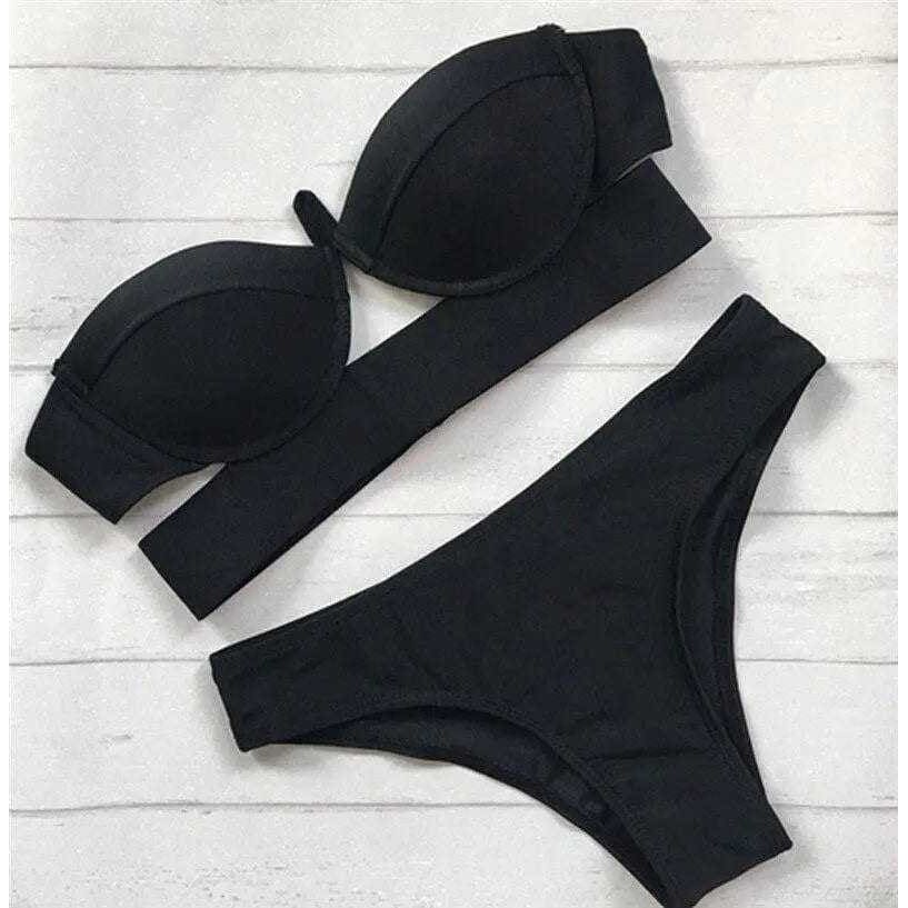Strapless Push Up Underwire Bandeau Low Rise Bikini - On sale