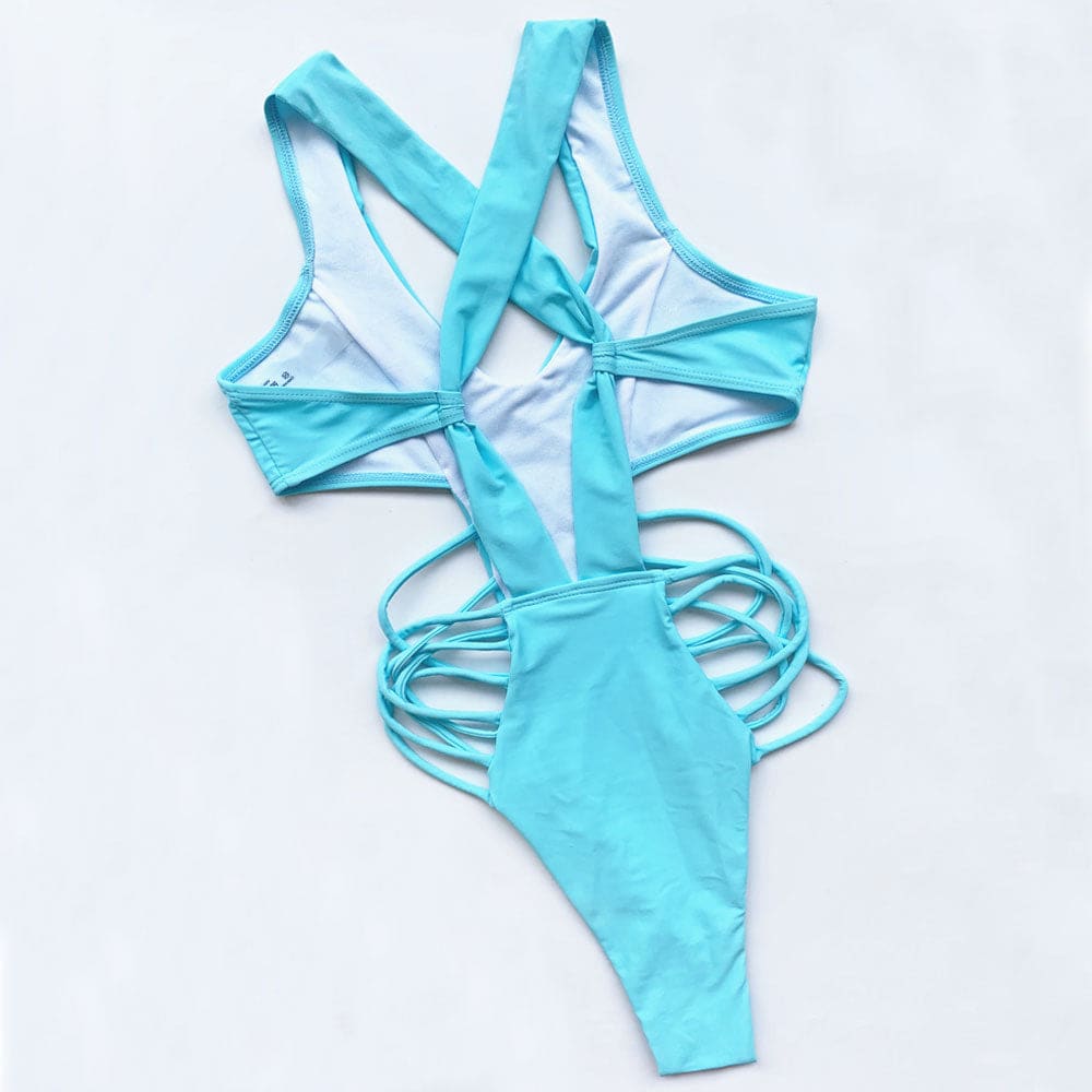 Strappy Crisscross Cut Out Brazilian One Piece Swimsuit - On sale