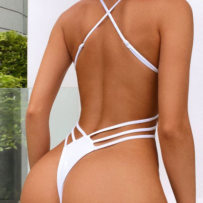 Strappy Cut Out Low Back Thong One Piece Swimsuit - On sale