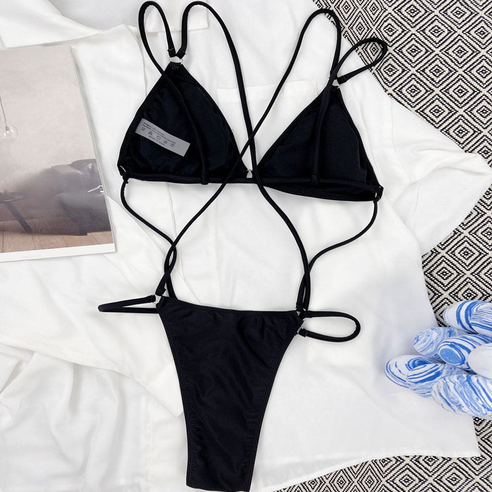 Strappy O Ring Triangle Low Back One Piece Swimsuit - On sale