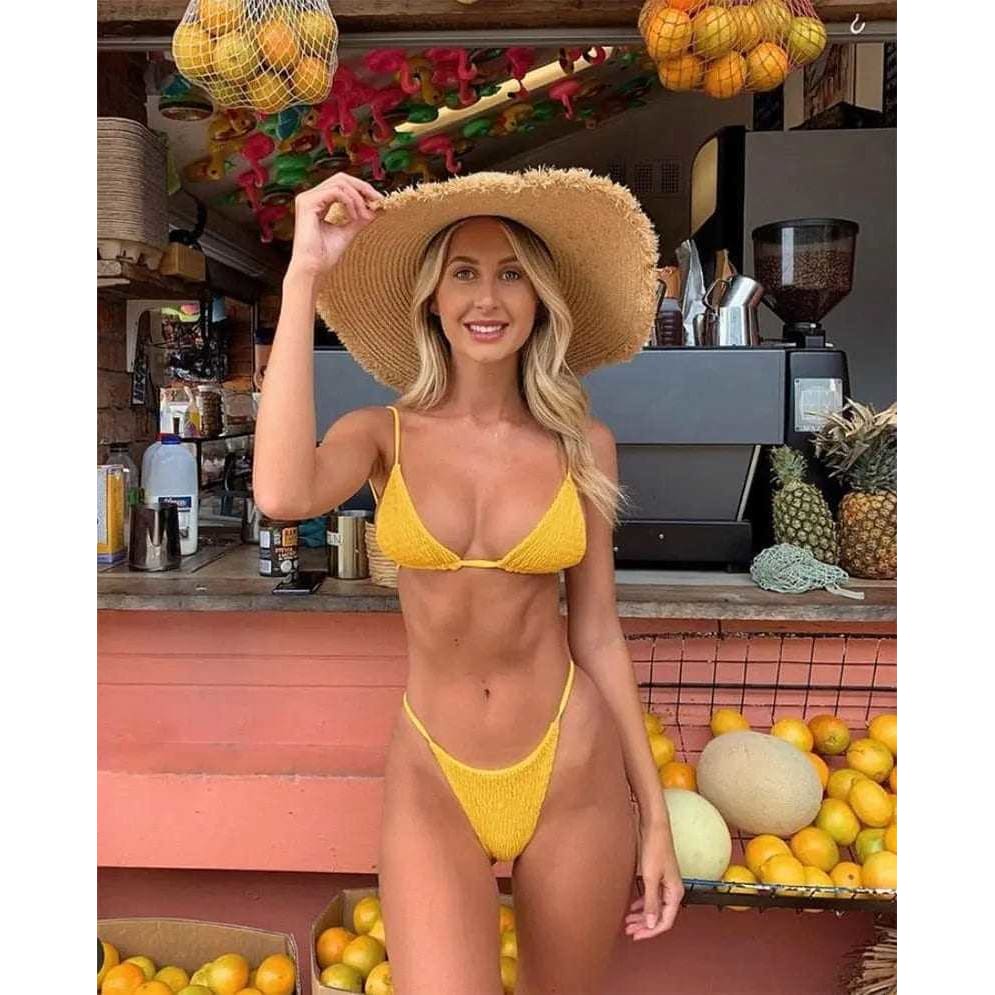 Strappy Sliding Triangle String Thong Bikini Swimsuit - 2 / S On sale